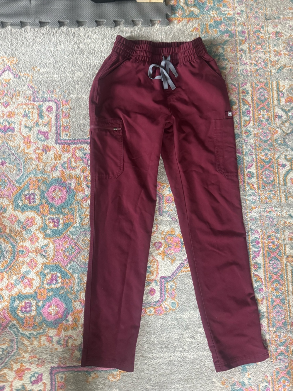 FIGS burgundy Elastic Waist Scrub Pants XS